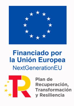 Imágenes de los logotipos de Proyecto financiado por la Unión Europea dentro de la iniciativa NextGenerationEU y del Plan de recuperación, transformación y resiliencia respectivamente.